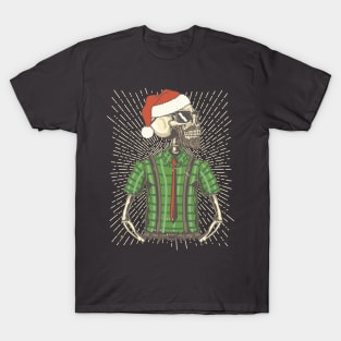 Happy Seasons - Hipster Santa Claus Skeleton T-Shirt